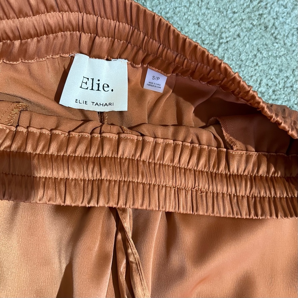 Elie Tahari Rust Wide Leg Satin Pants - Picture 5 of 10